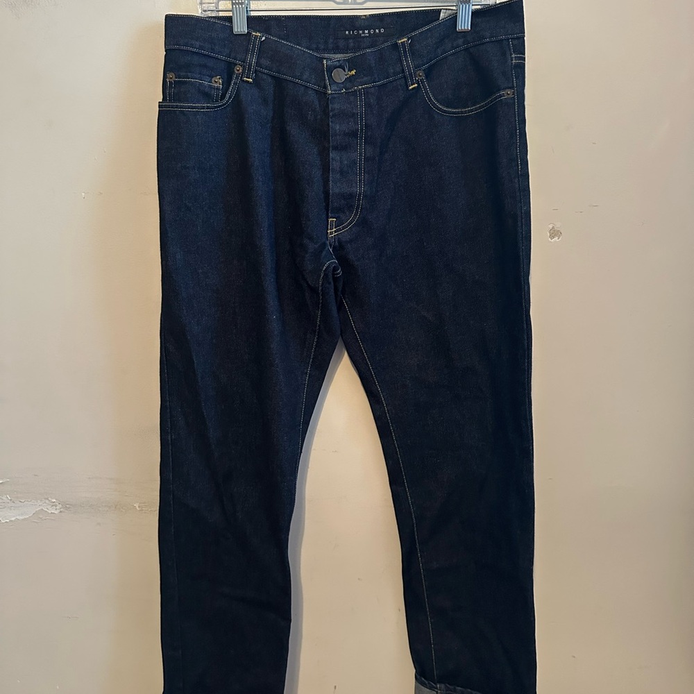John Richmond Cotton Denim Jean Men’s Size 34 Blue Straight Button Front Italy
